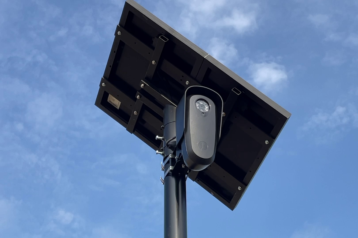 Flock Surveillance Cameras Clock Camera with Solar Panel Attached